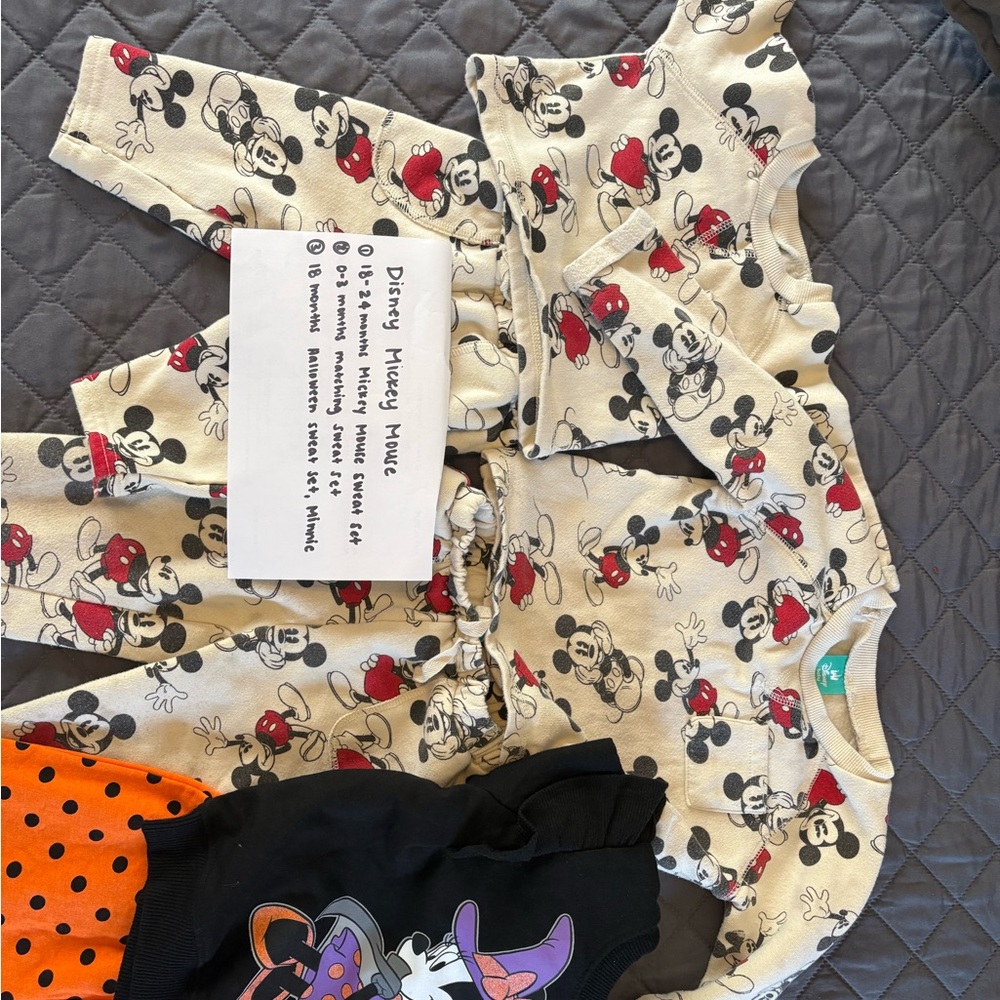 Disney Mickey Mouse sweatshirt set & Minnie Mouse Halloween set